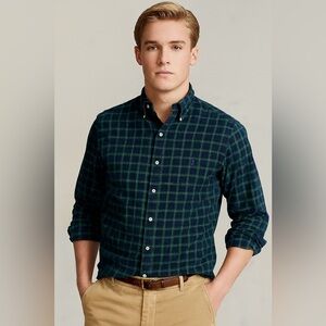 Ralph Lauren Casual Blue and Green Button Down Shirt Size Medium